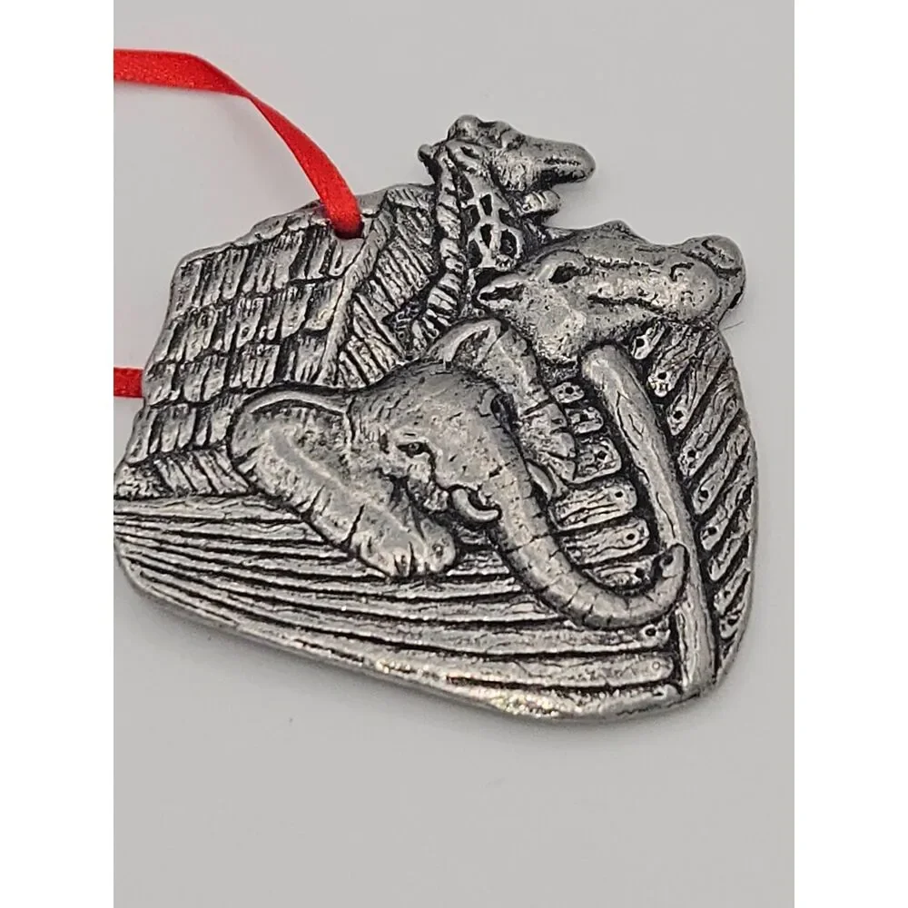 Vintage 1994 Carson Pewter Noah's Ark Christmas Ornament